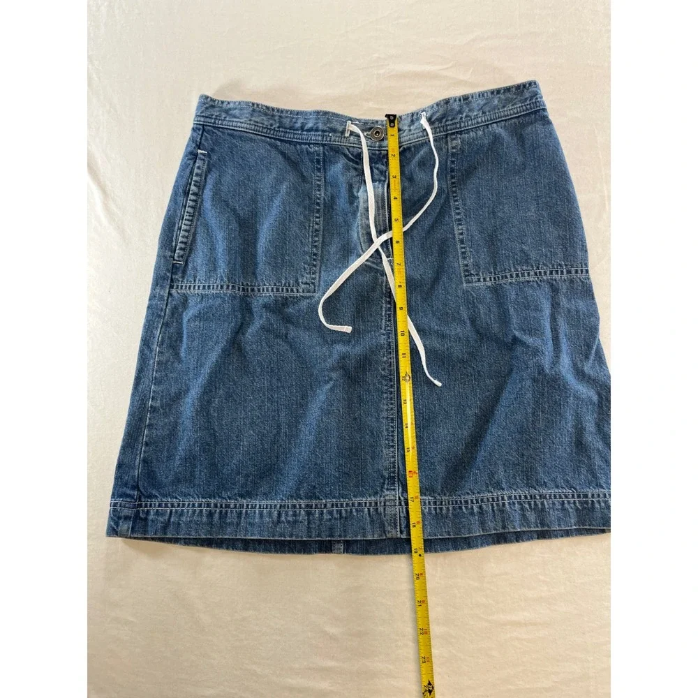 Christopher & Banks Womens Size 10‎ Medium Wash Denim A-Line Skirt Patch Pockets
